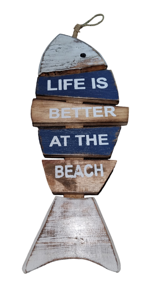 Life is Better at the Beach wall Hanging Fish 40cm x 17cm