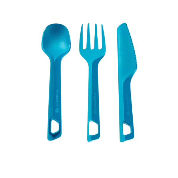 Quechua Outdoor Cutlery Set (Knife, Fork, Spoon) - Blue