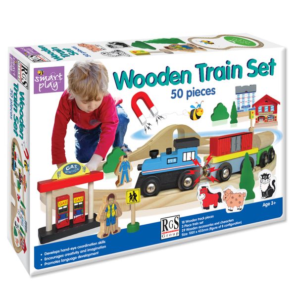 RGS Group Wooden Train Set - 50 Pieces