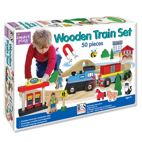 50 piece wooden train set online