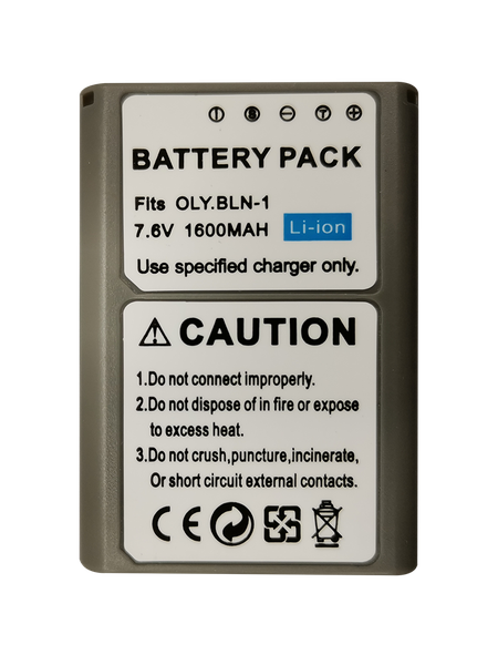 1600mAh Lithium-ion Battery for Olympus BLN-1/E-M5/OM-D/EM5/E-M1 II/EM1 II