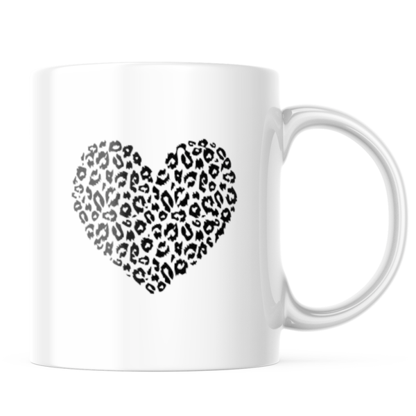 Ceramic Animal Print Heart Mug - White - 11oz