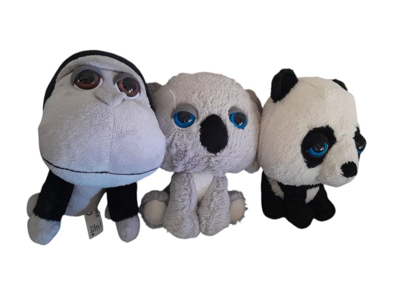 3 Pack of Big Head Plush Animal Toys
