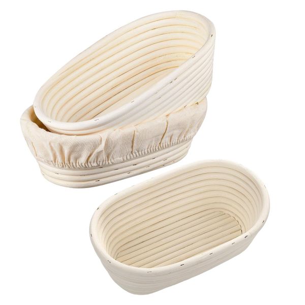 3-Pack Oval Sourdough Bread Proofing Baskets,Natural Rattan,25×15×8cm