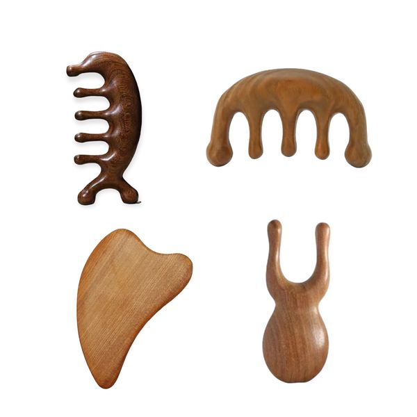 4-Piece Sandalwood Massage Tool Set