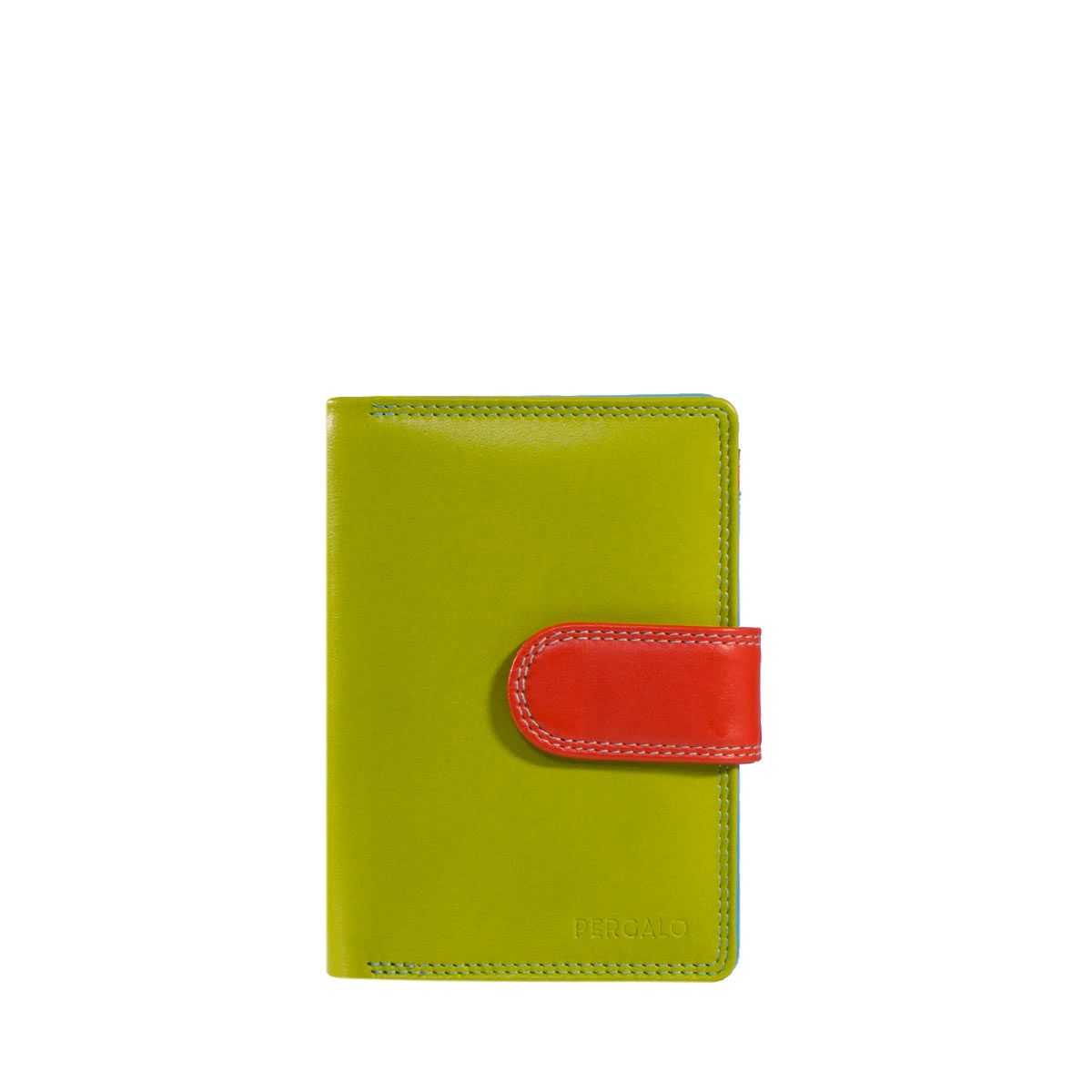 Pergalo Small Leather Purse | Lime & Orange