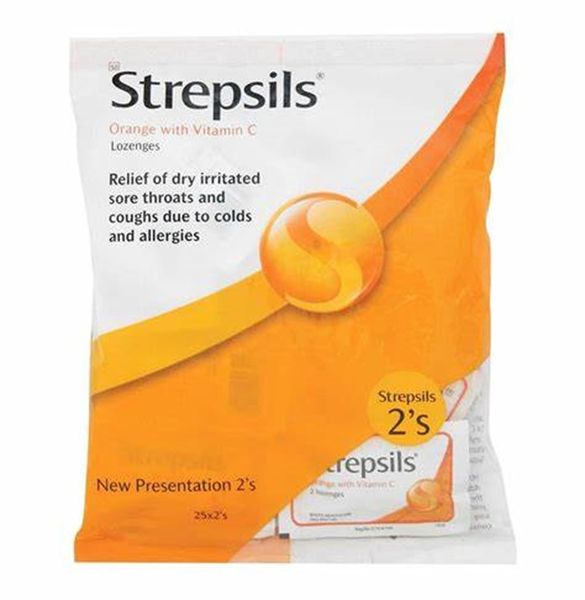 Strepsils Throat Lozenges Orange With Vitamin C 25x 2's (Pack of 2)