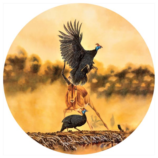 Guineafowls Round Tablecloth by Delene Lambert