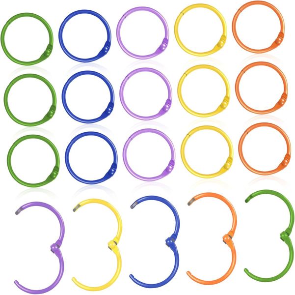 50Pcs Colored Metal Binder Rings Loose Leaf Keychain Rings for Organizing
