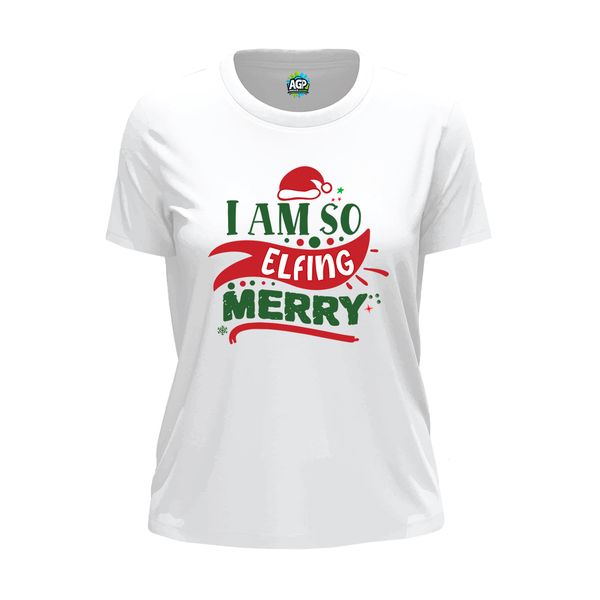 So Elfing Merry Christmas Festive Season Ladies T-Shirt Short Sleeve