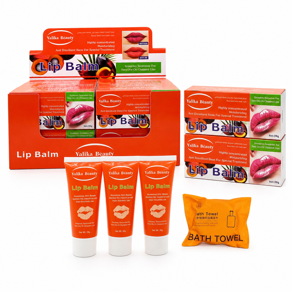 Strawberry Moisturizing Lip Care Set of 12 with Compressed Bath Towel