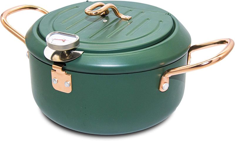 Cyrder Deep Frying Pot Premium Carbon Steel with Thermometer &amp; Nonstick