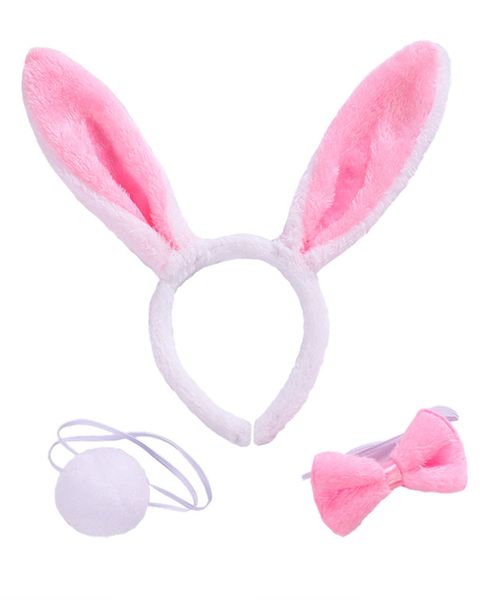 Plush Rabbit Ears Headwear Set for Adult and Kids Cosplay Party Dress Up