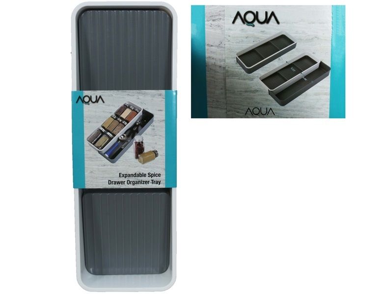 Aqua Expandable Spice Drawer Organizer Tray