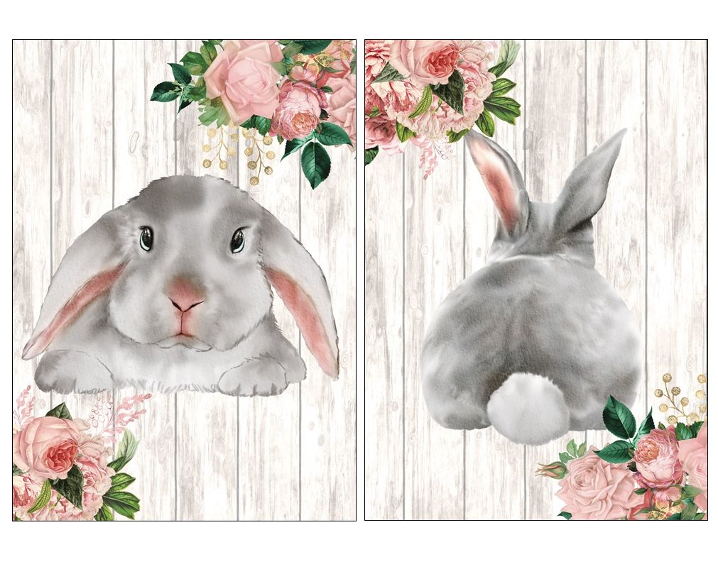 Bunny with Flowers Wall Art Prints A3 - Unframed | Shop Today. Get it ...