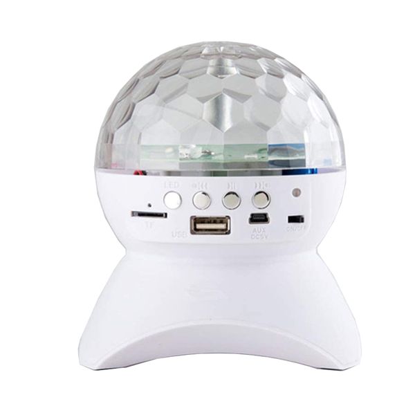 LED Crystal Magic Ball Rotating Stage Light with Bluetooth Speaker - Black