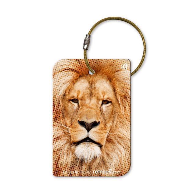 Retreev Smart NFC &amp; QR Code Luggage Tag: Secure Bag Retrieval - Lion