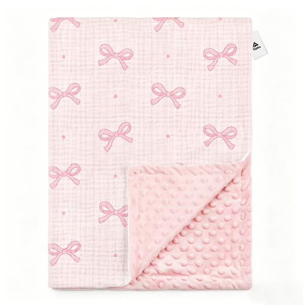 Topika Baby Blanket Soft Bow Blanket Double-Sided for Newborns