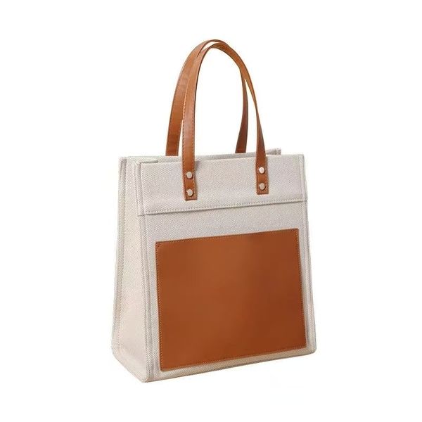 Contrast Color Canvas Tote Bag
