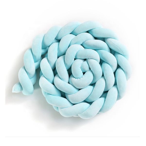 Braided Baby Cot Bumper Light Blue