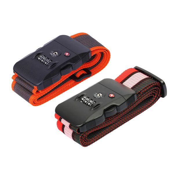 TSA Adjustable &amp; Durable Luggage Security Straps - 200x5cm - Black - 2-Pack