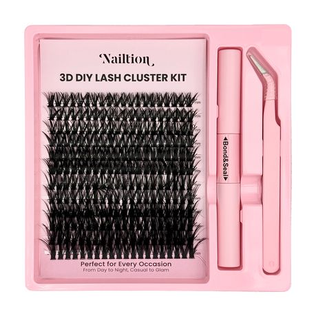 240 Pieces Lash Extension Kit Eyelash Clusters with Tweezer Bond and Seal Image
