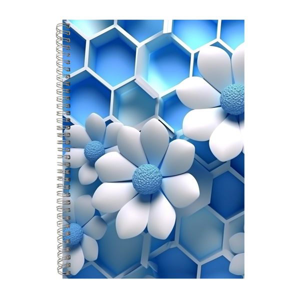 White Honeycomb Blue Flowers 3 Notebook Gift Idea A4 Notepad Pad 103