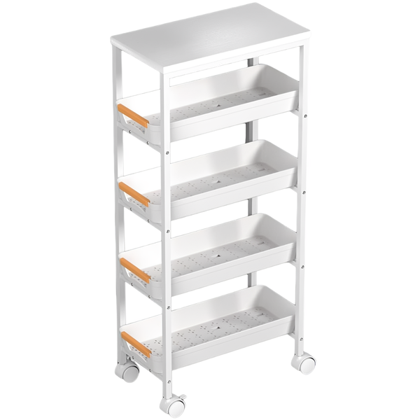5-Tier Slim Storage Cart Kitchen Trolley Rolling Storage Rack with Drawers