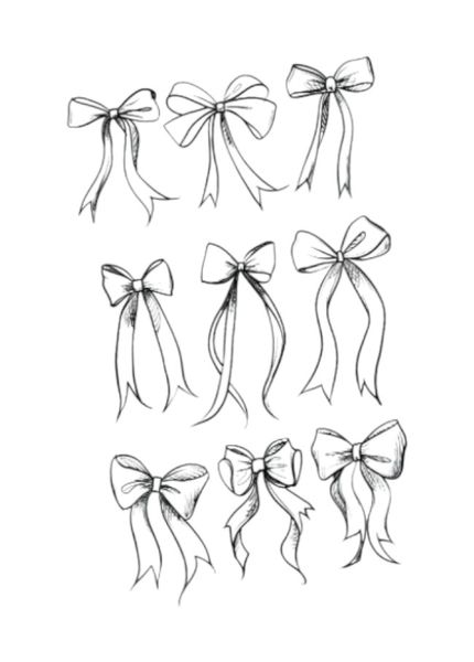 1 Piece - Ribbon Bow Design Temporary Tattoo - Black