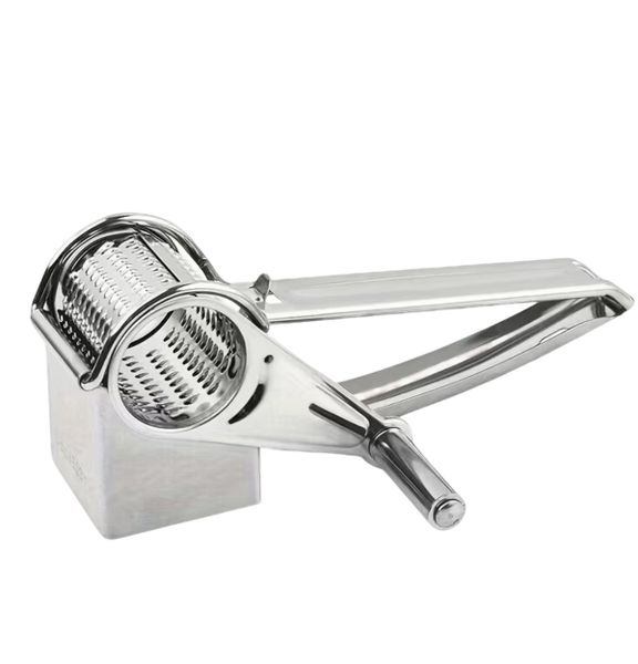 Premium Stainless Steel Cheese Grater - Manual Rotary Shredder