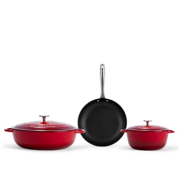 Capri 5PC Enamel Coated Red Cast Iron Low Set (Non-Stick)