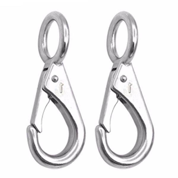 2Piece Stainless Steel 316 Rigid Loaded Fixed Eye Spring Clip Snap Hook