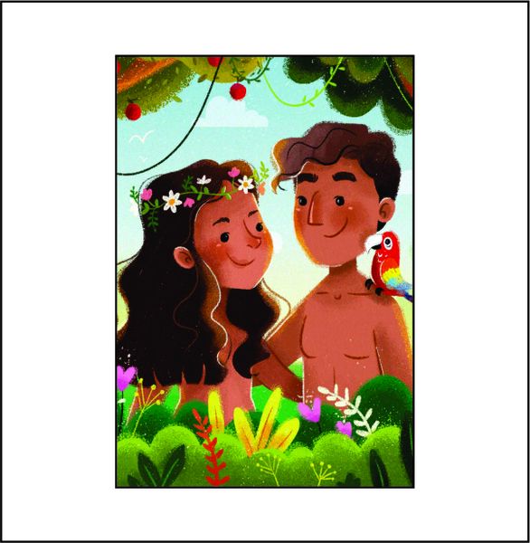 Cartoon Adam and Eve - A1 Poster