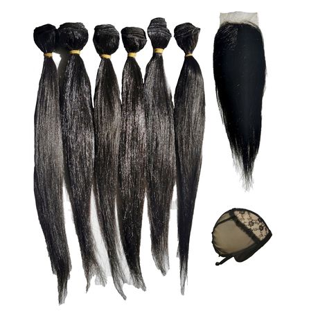 100% Human Virgin Hair Extensions 6 Straight With 1 Lace Closure 1 Cap |  Buy Online in South Africa 