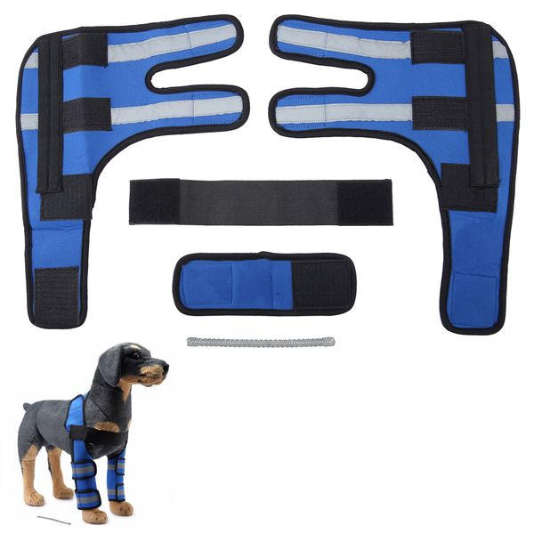 Pet Front Leg Rehabilitation Brace With Reflective Strips - Blue