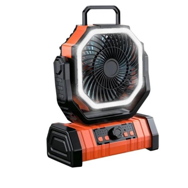 Portable Outdoor Camping Fan with LED Lantern &amp; Rechargeable Battery