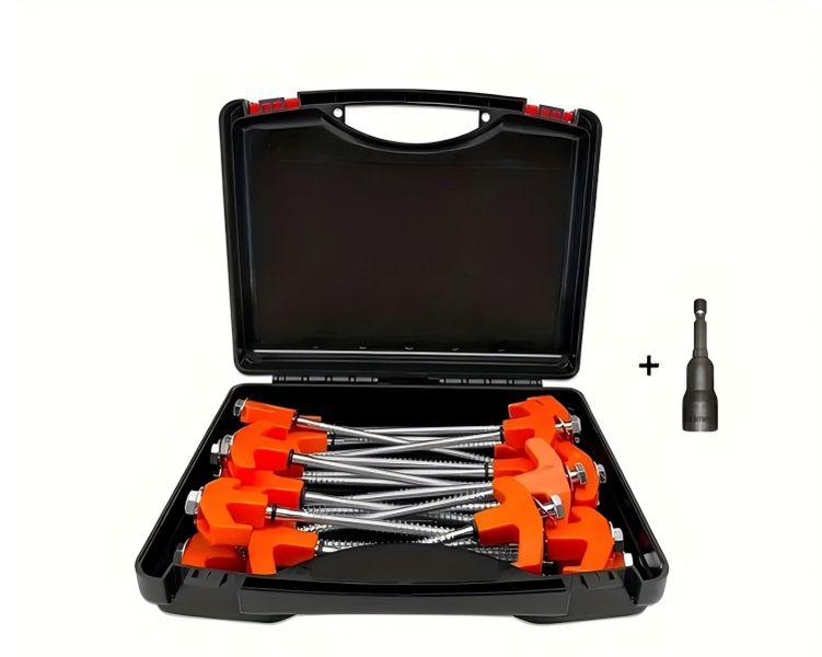 12Piece Screw-in Tent Pegs Set - Durable Spiral Stakes for Outdoor Camping