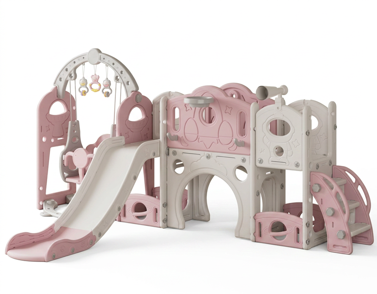 Deluxe 7-in-1 Toddler Slide &amp; Swing Set with Basketball &amp; Telescope