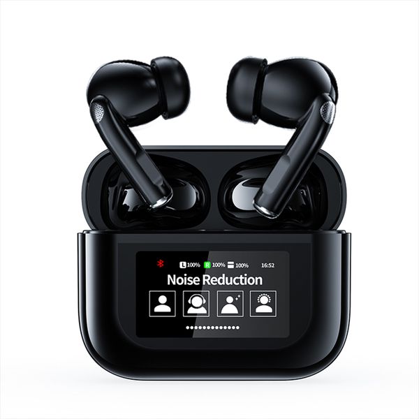 Black Smart LCD Touchscreen Noise-Cancelling Wireless Bluetooth Headphone