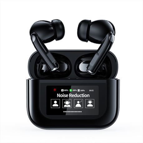 Black Smart LCD Touchscreen Noise-Cancelling Wireless Bluetooth Headphone Image