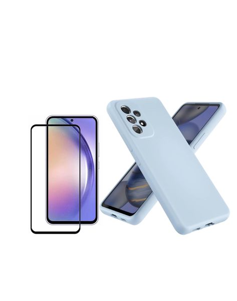 Silicone Case &amp; Screen Protector Combo For Samsung Galaxy A53-Light Blue