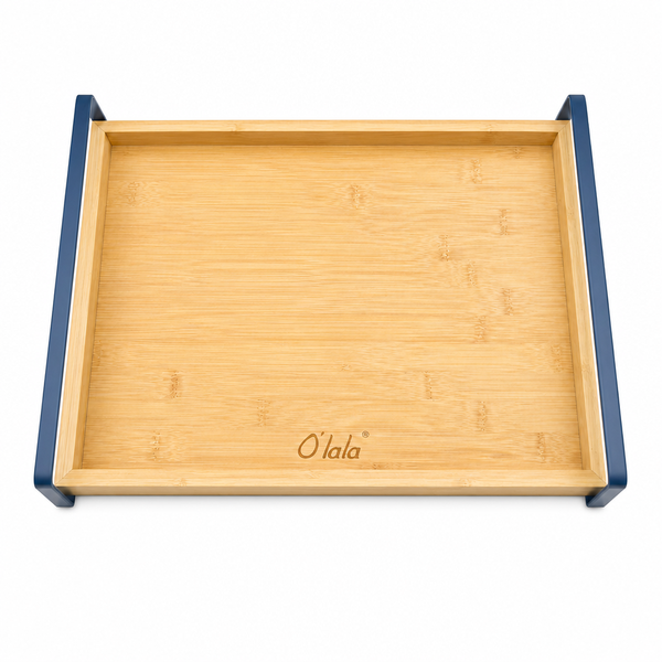 O'lala Premium Bamboo Serving Tray with Metal Handles
