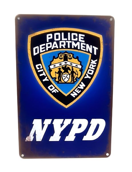 NYPD Police Department Retro Style Metal Tin Bar Cafe Sign for Wall Décor