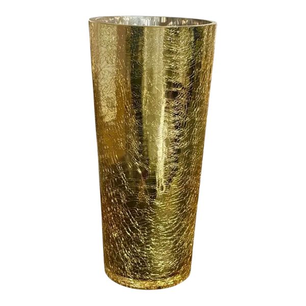Glass Vase 25x12Cm Gold Crackle
