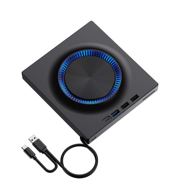 External DVD CD Drive USB 3.0 &amp; USB-C with SD Reader compatible with Laptop PC Mac