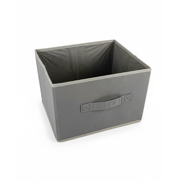 Grey Cotton Storage Box Non-Woven 28x23cm Collapsible