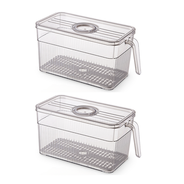 Stackable Airtight Food Storage Container with Filter and Handle - 2Pack