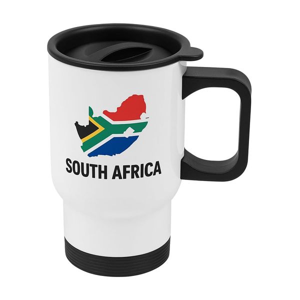 Coffee Tea South Africa Map &amp; Flag Travel Mug - Stainless Steel Insulated