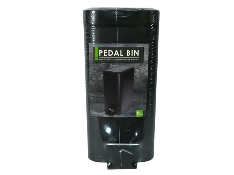Excellent Housewares Metal Black Rectangular Step-On Pedal Bin 5Lt