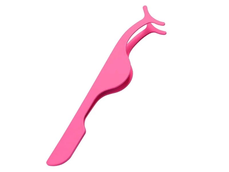 Pink Stainless Steel Eyelash Applicator Tool, Lash Tweezers, False Eyelash